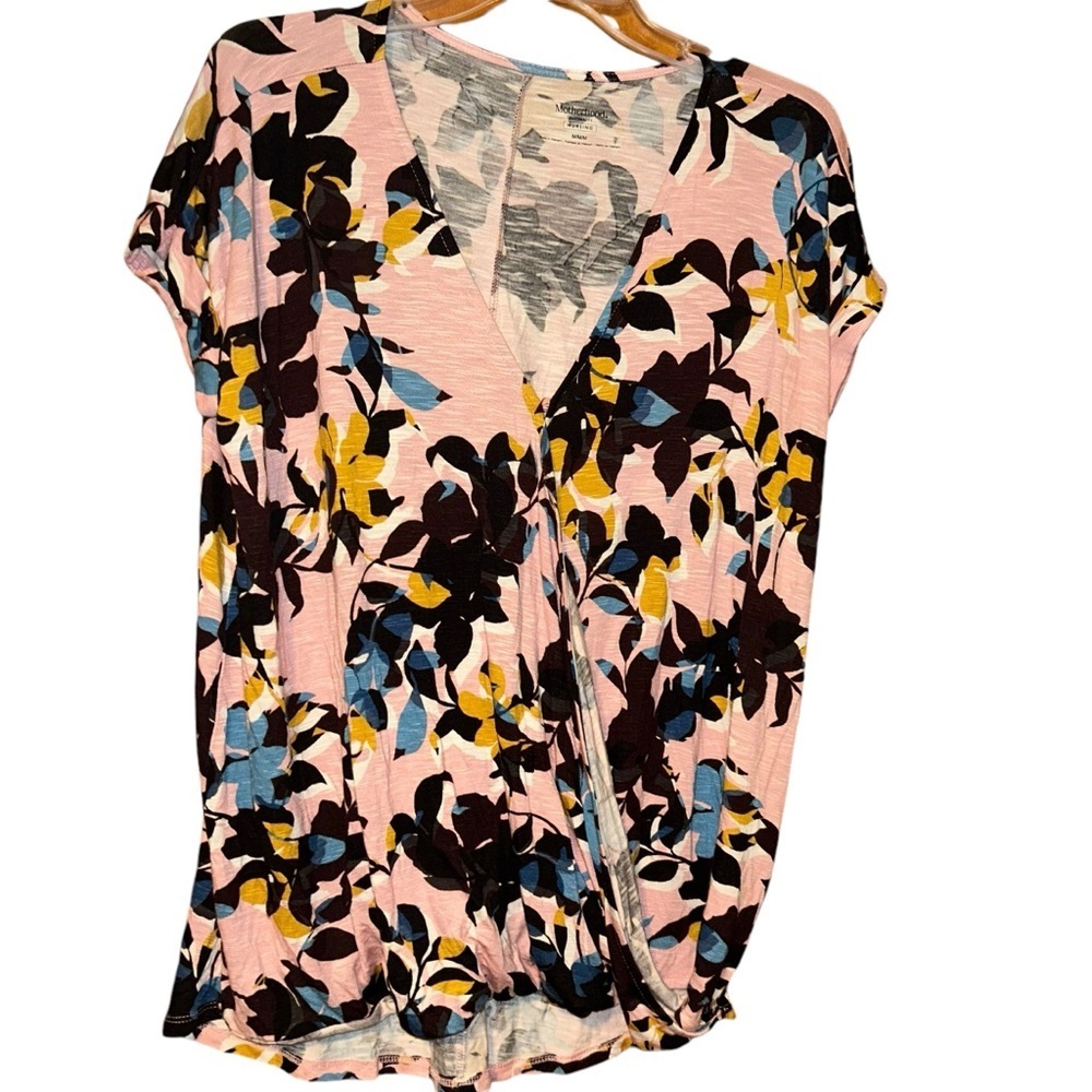 Motherhood Maternity PULL OVER Floral HEM NURSING Top Medium M